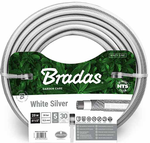 Шланг поливочний BRADAS 1/2" 30 м NTS White Silver (WWS1/230) - Фото 1