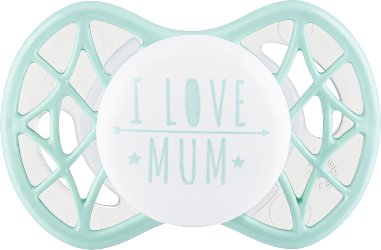 Ортодонтическая пустышка Nuvita Air55 Cool 0m+ ''I Love Mum'' Мятный (NV7064SG) - Фото 1