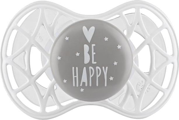 Ортодонтическая пустышка Nuvita Air55 Cool 6m+ ''Be Happy'' Серая (NV7084PG) - Фото 1