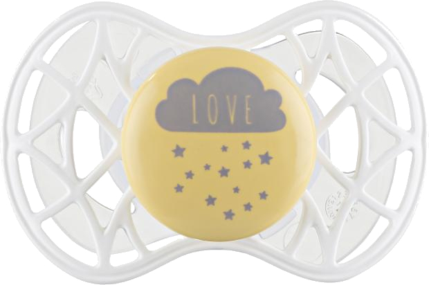 Ортодонтическая пустышка Nuvita Air55 Cool 6m+ ''Love'' Желто-серая (NV7084SC) - Фото 1