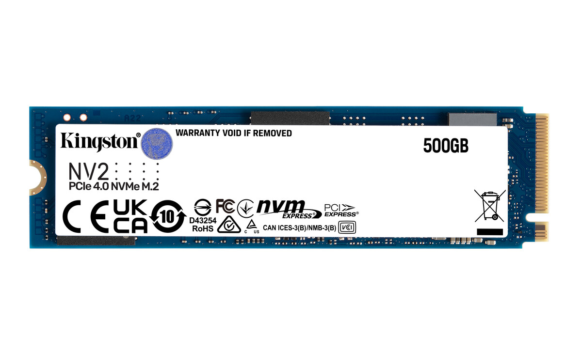 SSD-накопитель внутренний Kingston NV2 500GB M.2 2280 NVMe PCIe 4.0 x4 (SNV2S/500G) - Фото 1