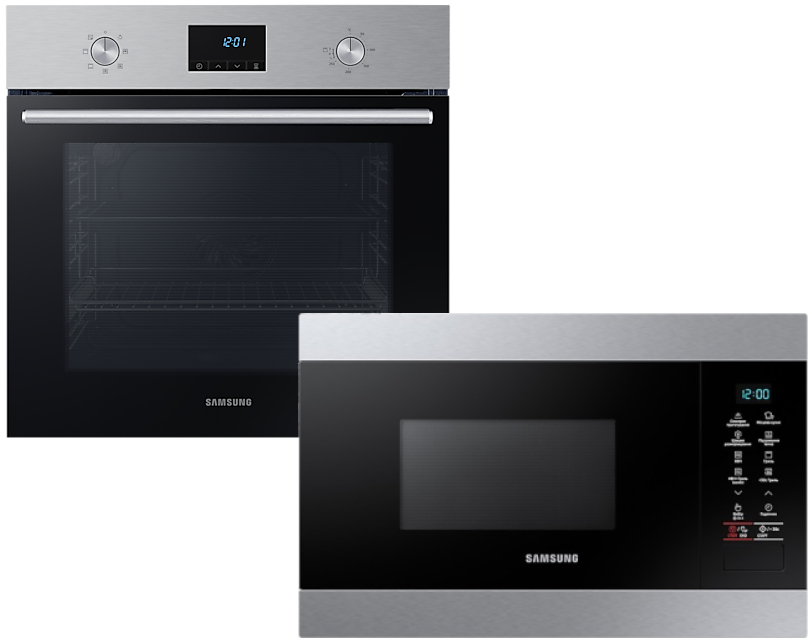 Комплект техники Samsung Духовой шкаф + Микроволновая печь встраиваемая Samsung NV68A1110RS/WT + MG22M8074AT/UA - Фото 1
