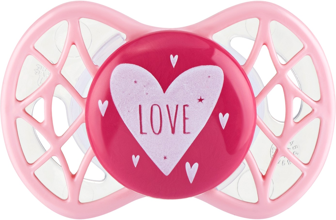 Ортодонтична пустушка Nuvita Air55 Cool 0m + "Love" Рожево-персиковий (NV7064PR) - Фото 1