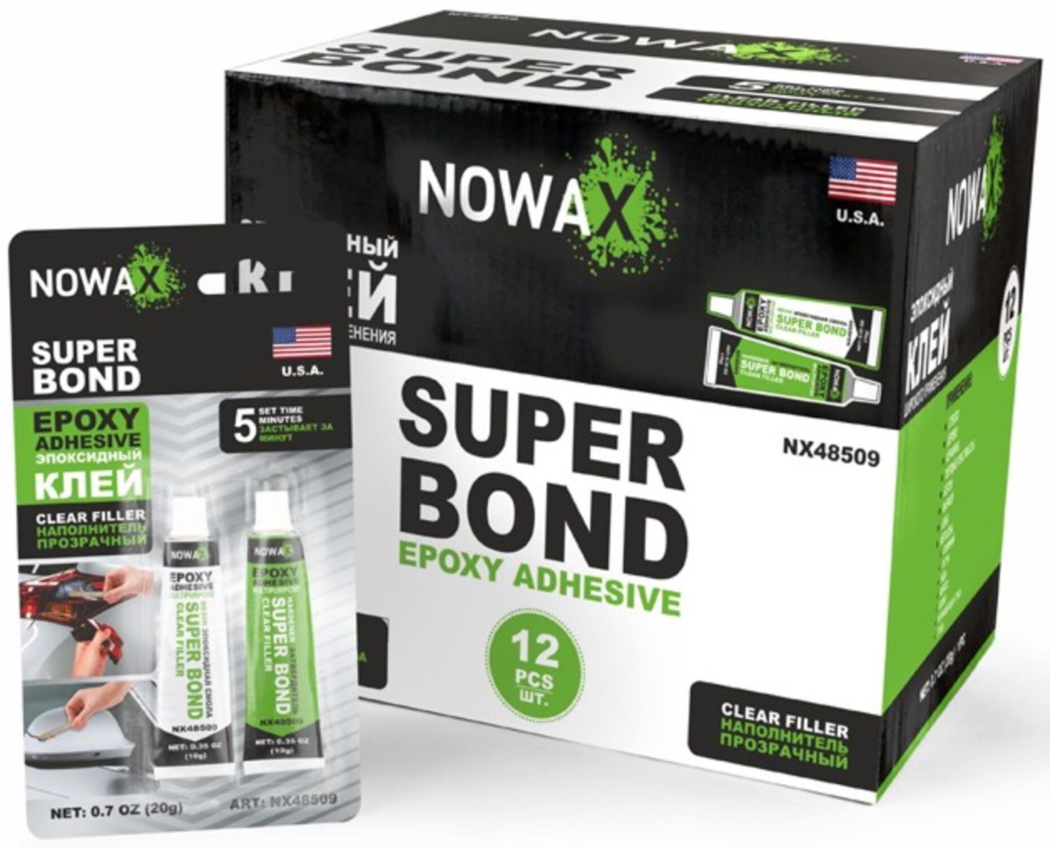 Клей для авто NOWAX SUPER BOND 20 г епоксидний прозорий двокомпонентний (NX48509) - Фото 1