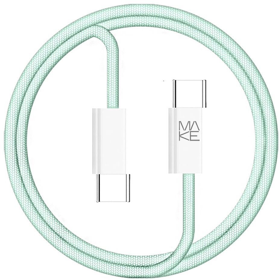 Кабель синхронизации данных MAKE Type-C PD 65W 1m Nylon Green (MCB-CN1GR) - Фото 1