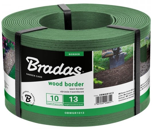 Купить Лента газонная BRADAS WOOD BORDER 130х2.8 мм 10 м Зеленый (OBWGR1013) - Фото 1 Лента газонная BRADAS WOOD BORDER 130х2.8 мм 10 м Зеленый (OBWGR1013) - Фото 1