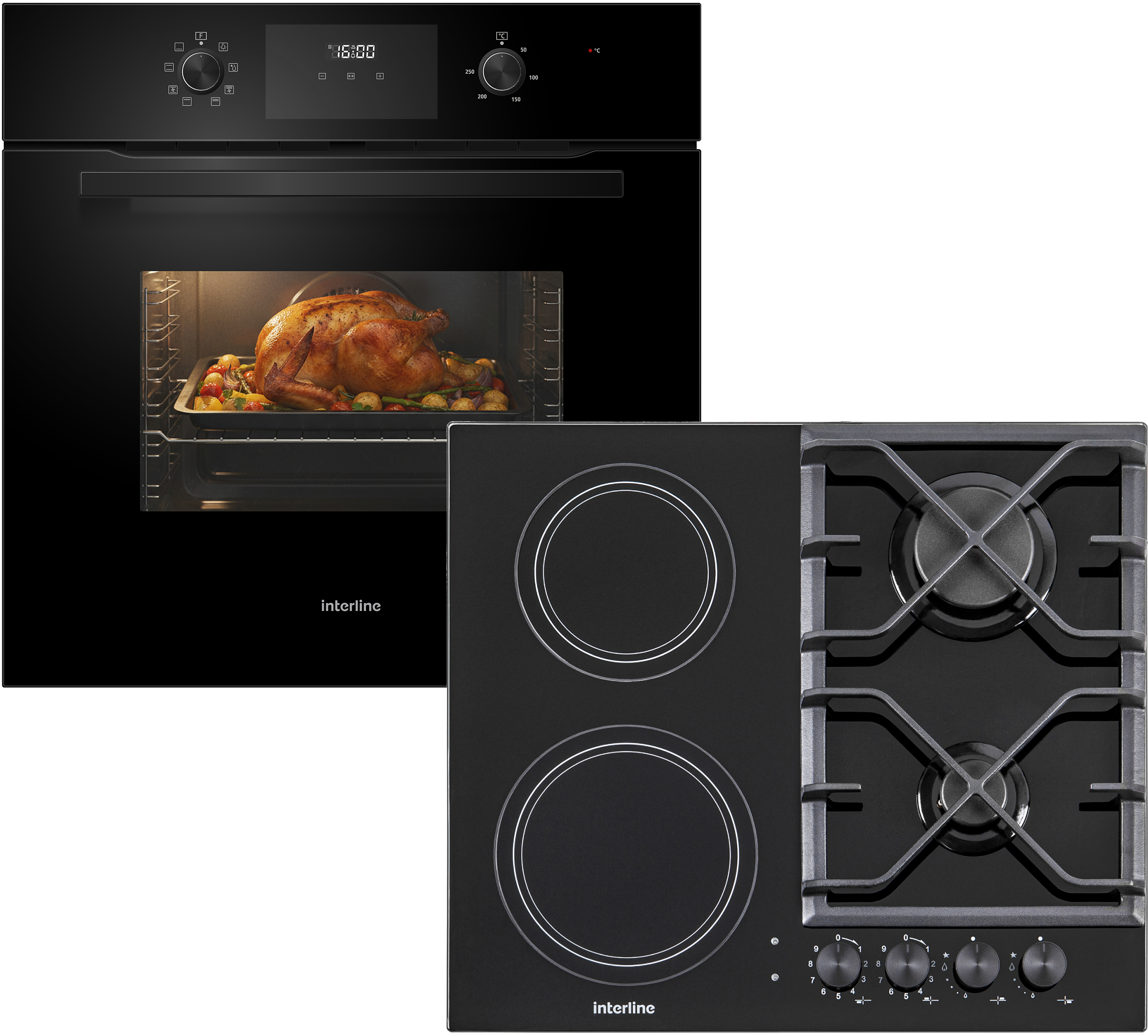 Комплект техніки Interline Духова шафа + Варильна поверхня Interline OEG 581 ECR BA + HCG 561 FGT BA - Фото 1