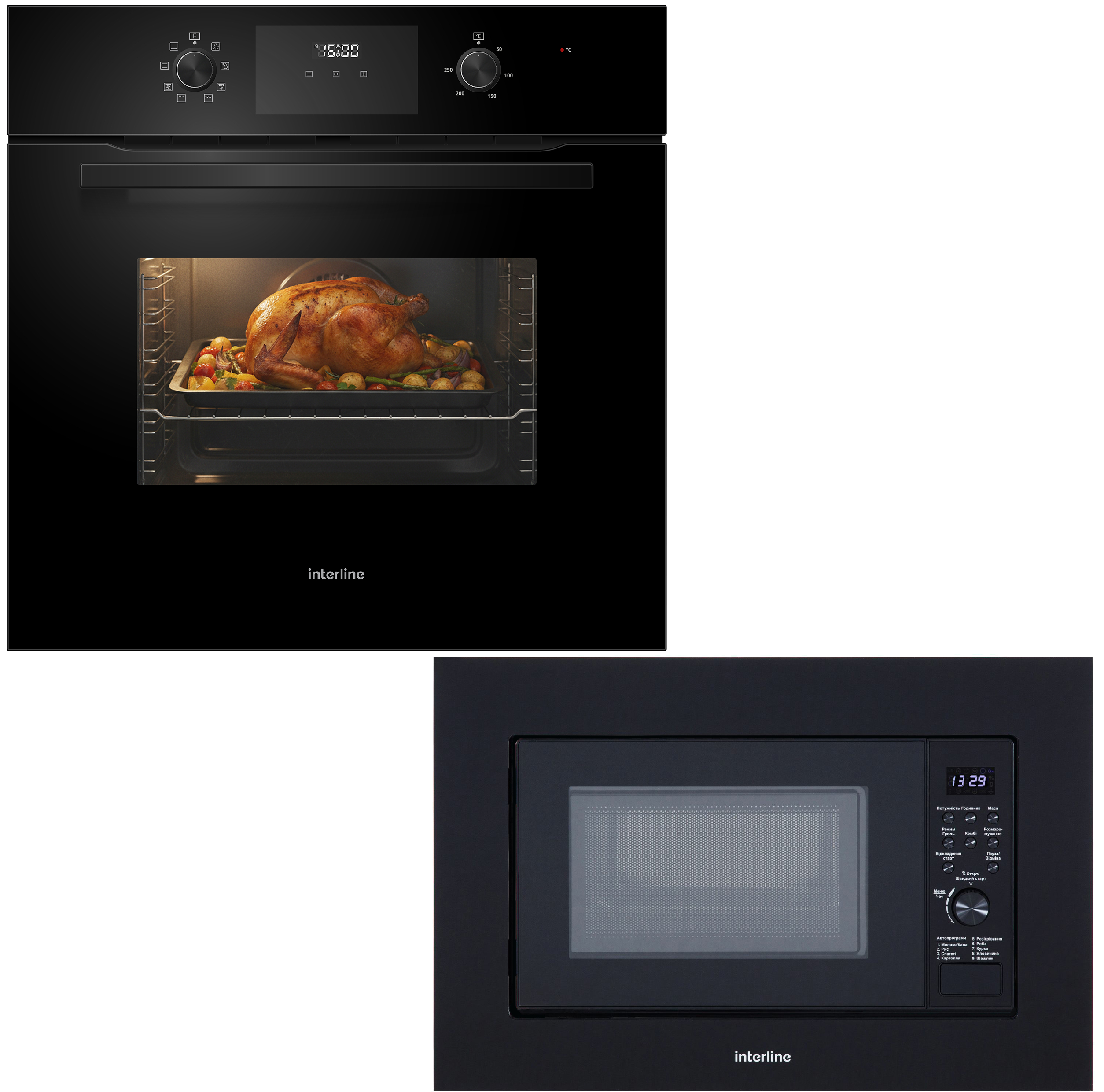 Комплект техніки Interline Духова шафа + Мікрохвильова піч вбудована Interline OEG 581 ECR BA + MWS 420 ESA BA - Фото 1