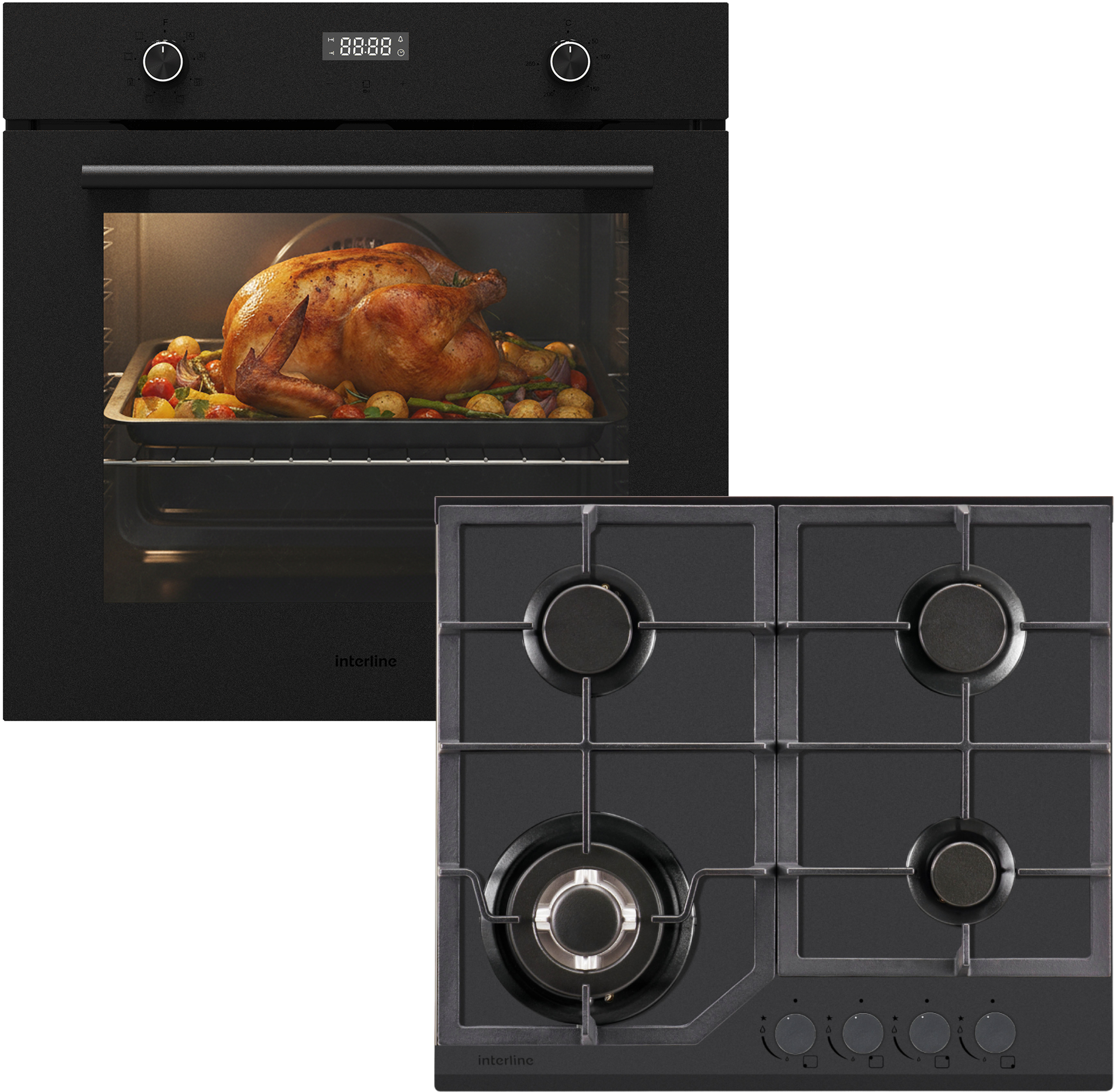 Комплект техніки Interline Духова шафа + Варильна поверхня Interline OEG 781 ETR BA Nano Matte + HGG 760 FGT BA Nano Matte - Фото 1