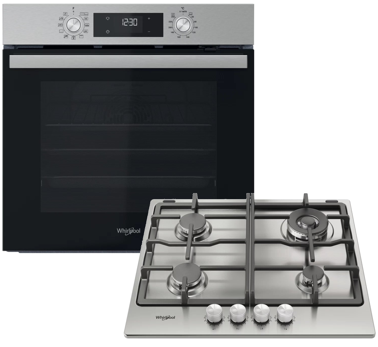 Духовой шкаф + варочная панель газовая Whirlpool OMR58HU1X+TKRL661IXEU - Фото 1