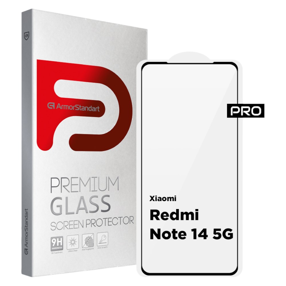 Защитное стекло для смартфона Armorstandart Pro for Xiaomi Redmi Note 14 5G Black (ARM83175) - Фото 1