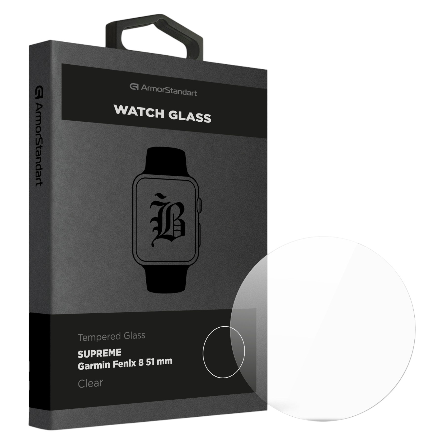 Защитное стекло для смарт-часов Armorstandart Supreme Black Icon for Garmin Fenix 8 51mm Clear (ARM84720) - Фото 1