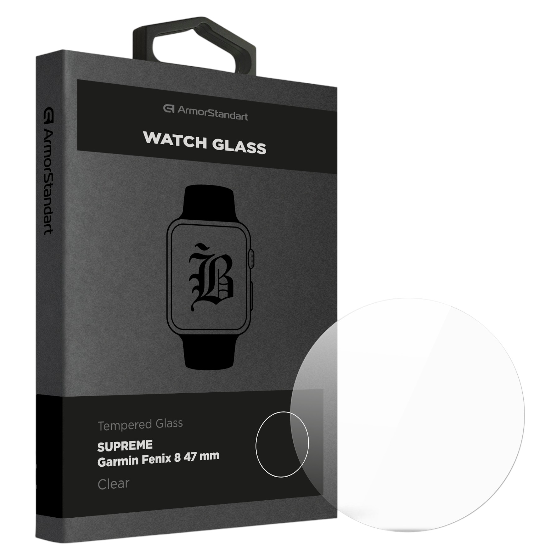 Защитное стекло для смарт-часов Armorstandart Supreme Black Icon for Garmin Fenix 8 47 mm Clear (ARM84721) - Фото 1