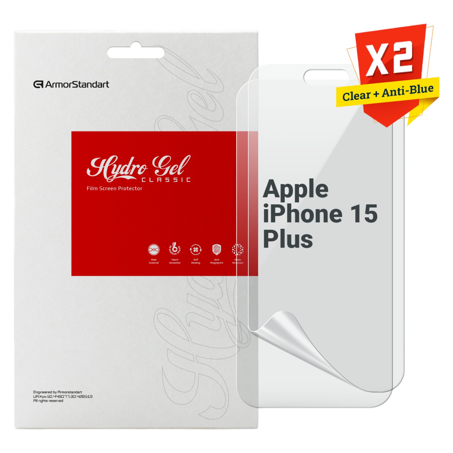 Защитная пленка для смартфона Armorstandart Clear + Anti-Blue for Apple iPhone 15 Plus (ARM80678) - Фото 1