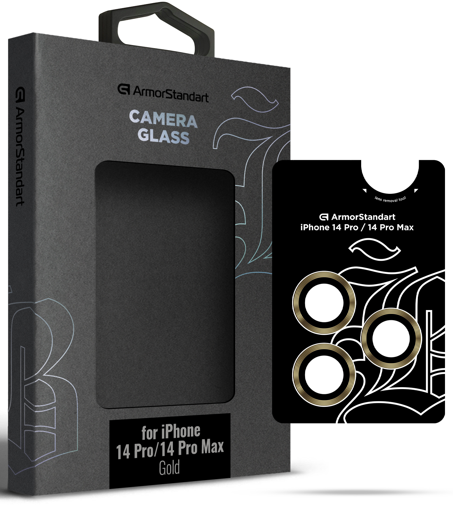 Защитное стекло для смартфона Armorstandart для камеры Supreme Black Icon for iPhone 14 Pro/14 Pro Max Gold (ARM76598) - Фото 1