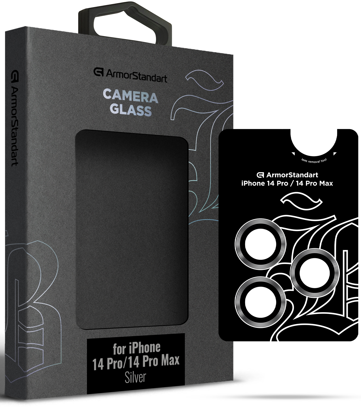 Защитное стекло для смартфона Armorstandart для камеры Supreme Black Icon for iPhone 14 Pro/14 Pro Max Silver (ARM76597) - Фото 1