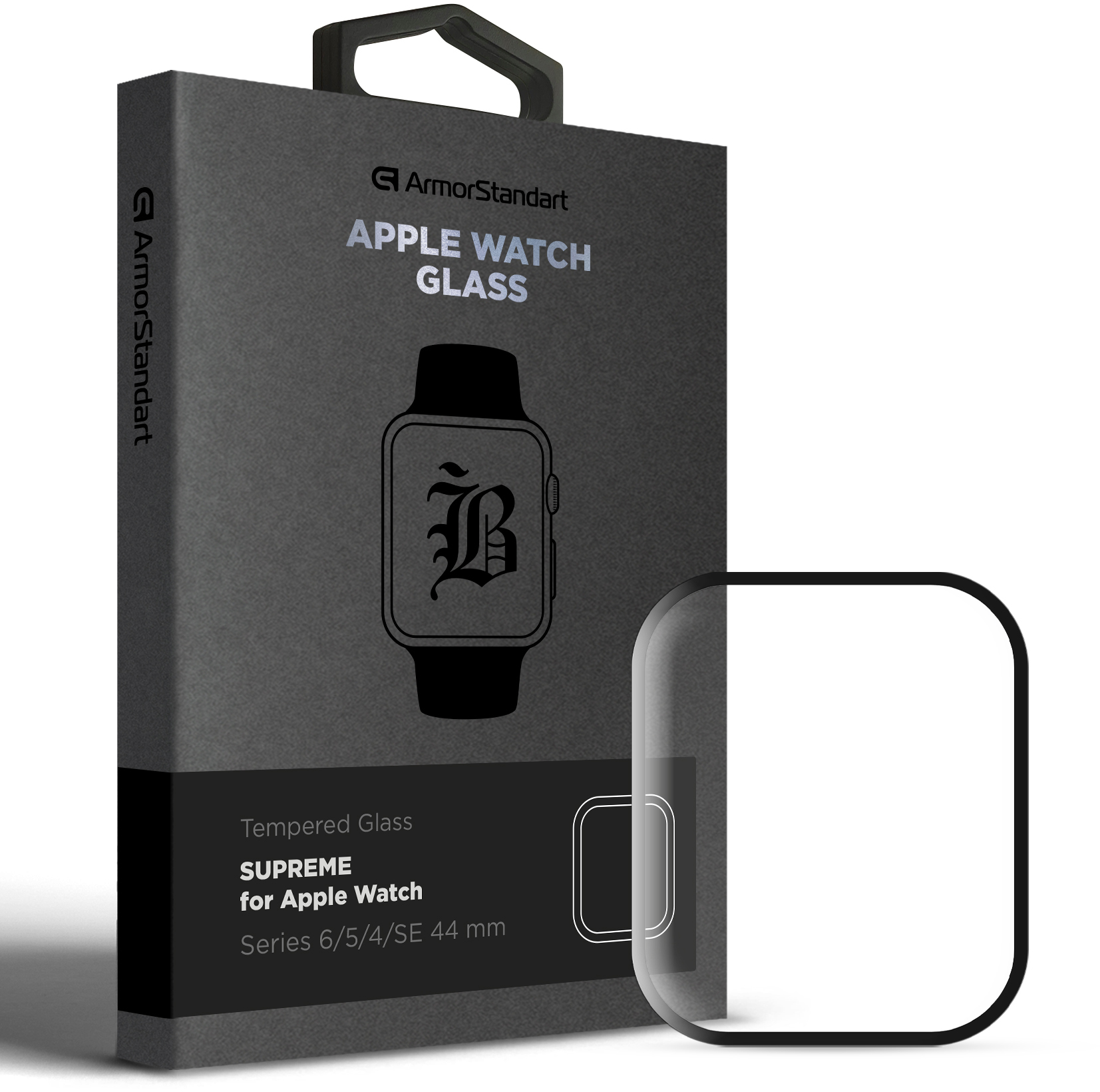 Защитное стекло для смарт-часов Armorstandart Supreme Black Icon for Apple Watch Series 6/5/4/SE 44 mm (ARM77083) - Фото 1