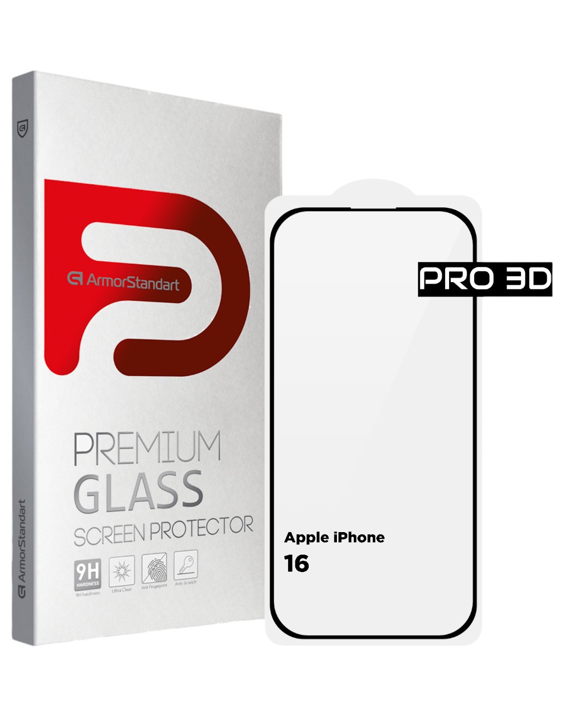Защитное стекло для смартфона Armorstandart Pro 3D for Apple iPhone 16 Black (ARM78032) - Фото 1
