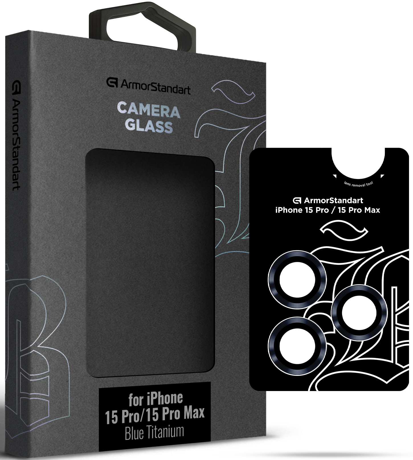 Защитное стекло для смартфона Armorstandart для камеры Supreme Black Icon for iPhone 15 Pro/15 Pro Max Blue Titanium (ARM76594) - Фото 1