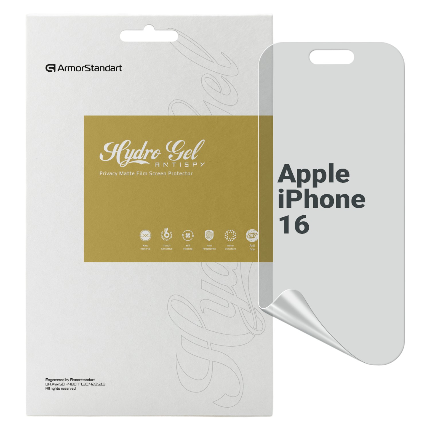 Защитная пленка для смартфона Armorstandart Anti-spy for Apple iPhone 16 (ARM80745) - Фото 1