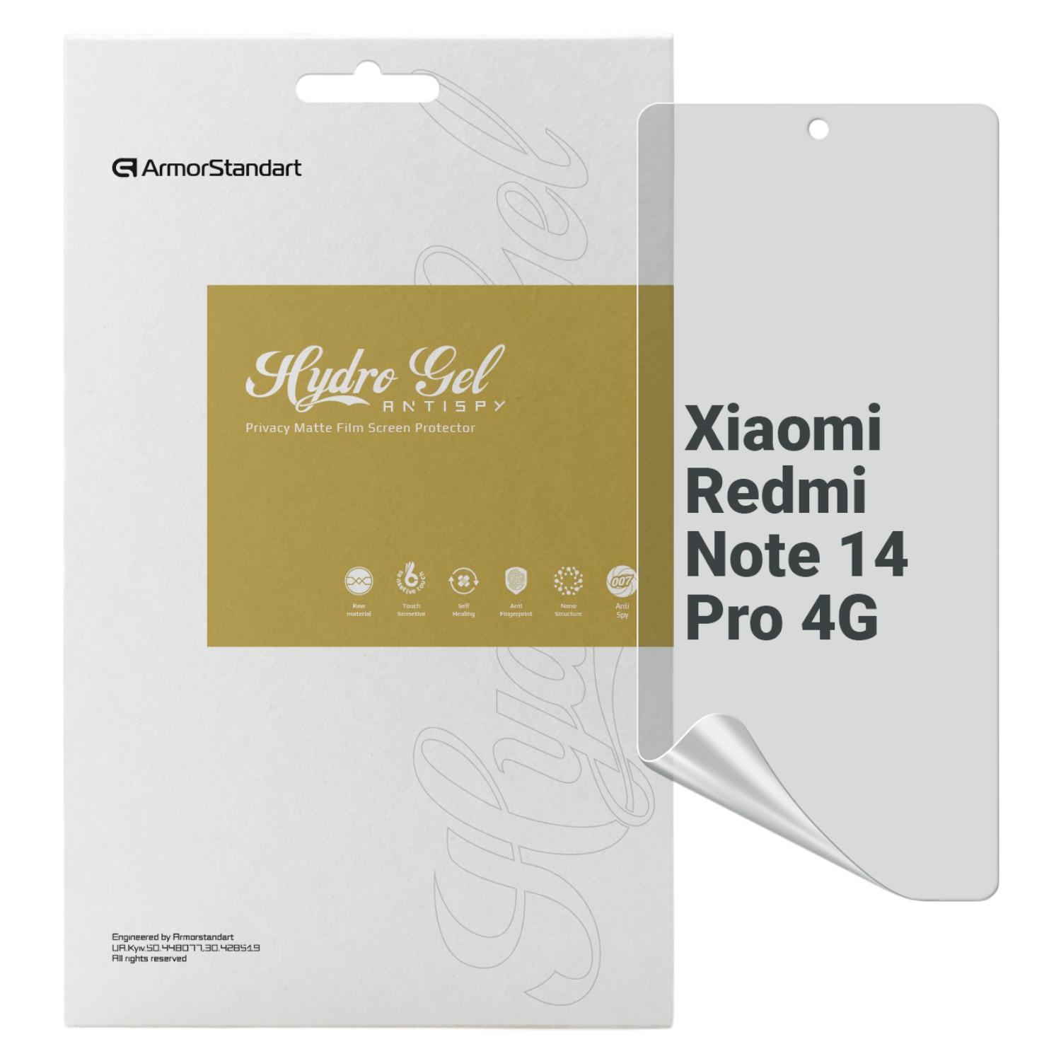 Защитная пленка для смартфона Armorstandart Anti-spy for Xiaomi Redmi Note 14 Pro 4G (ARM79669) - Фото 1