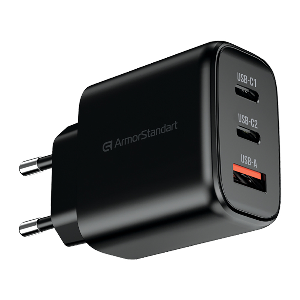 Сетевое зарядное устройство Armorstandart Resolute Power ARP-621 65W GaN Black (ARM70023) - Фото 1