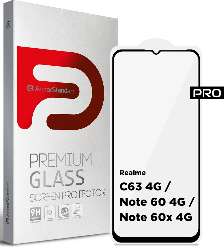 Защитное стекло для смартфона Armorstandart Pro for Realme C63 4G / Note 60 4G / Note 60x 4G Black (ARM78445) - Фото 1