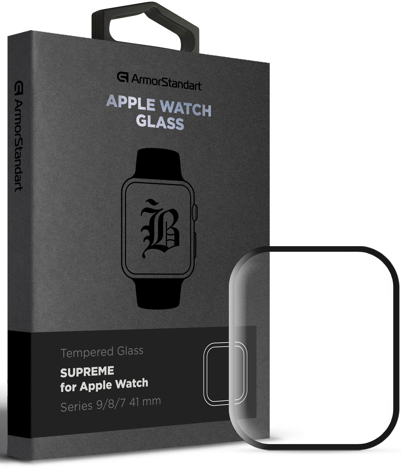 Защитное стекло для смарт-часов Armorstandart Supreme Black Icon for Apple Watch Series 9/8/7 41 mm (ARM77080) - Фото 1