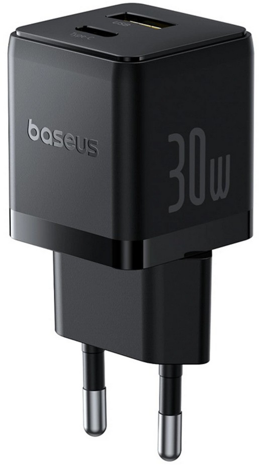 Сетевое зарядное устройство Baseus Palm Fast Charger C+U 30W EU Cluster Black (P1011160A113-00) - Фото 1