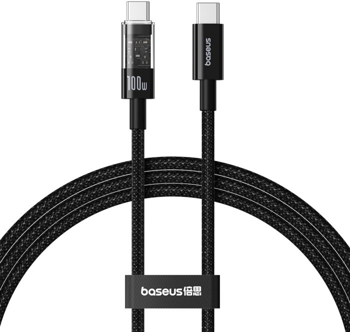Кабель синхронизации данных Baseus Gem Fast-Charging Type-C/Type-C 100W 1m Black (P10373000111-00) - Фото 1