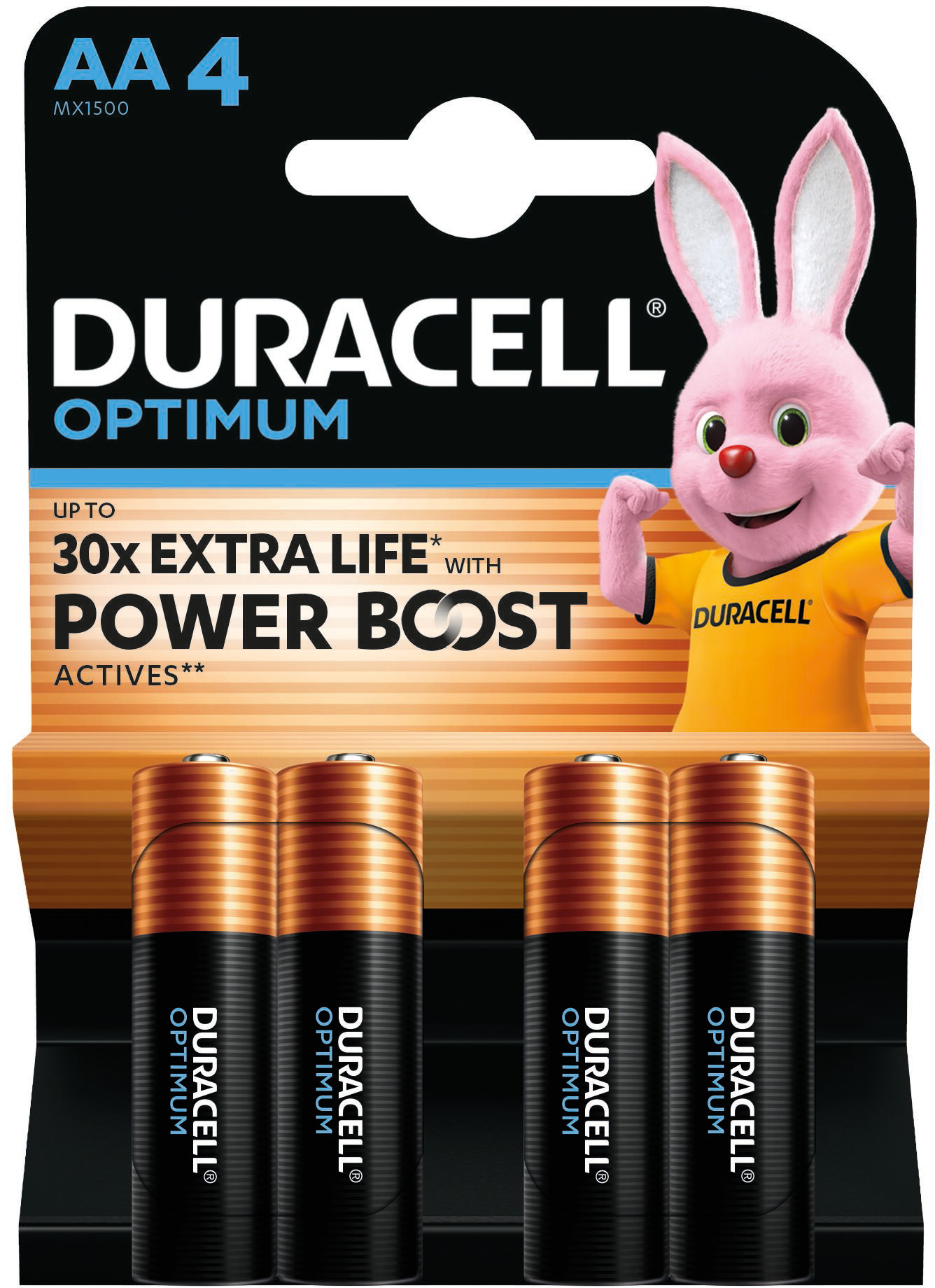 Батарейка тип AA Duracell LR06 KPD 04*10 OPTIMUM УП. 1X4 ШТ - Фото 1