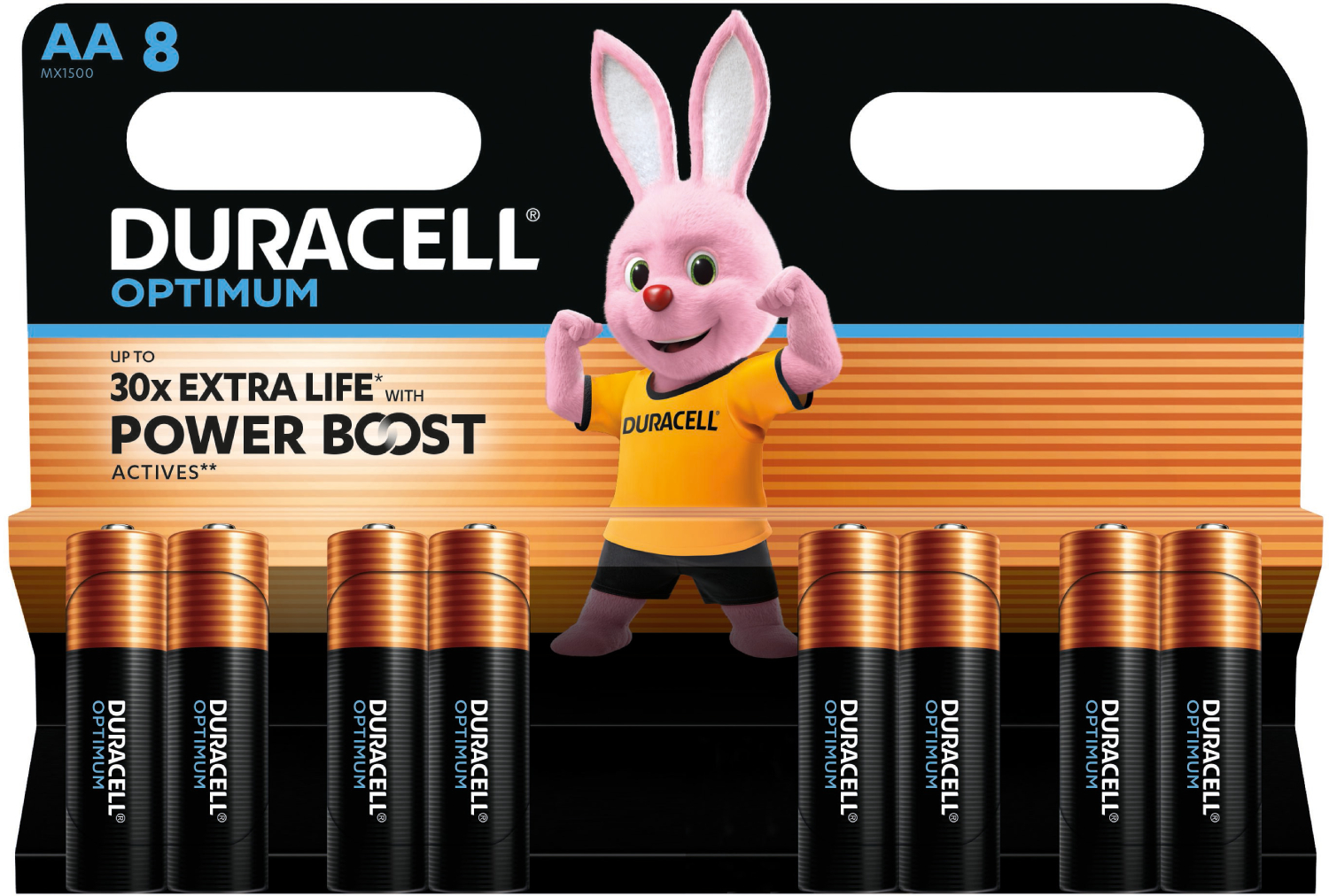 Батарейка тип AA Duracell LR06 KPD 08*10 OPTIMUM УП. 1X8 ШТ - Фото 1