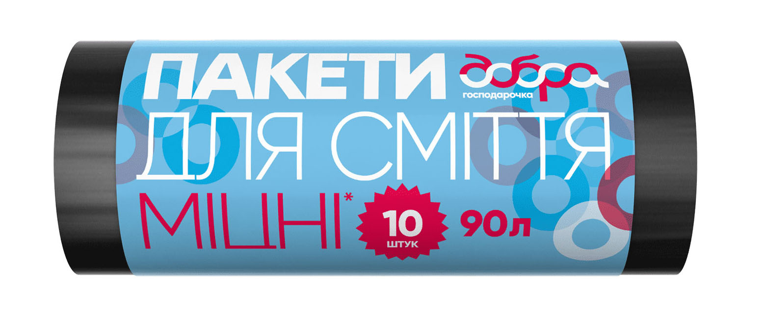 Пакет мусорный Добра господарочка крепкие черные 90 л 10 шт. (4820086521772) - Фото 1