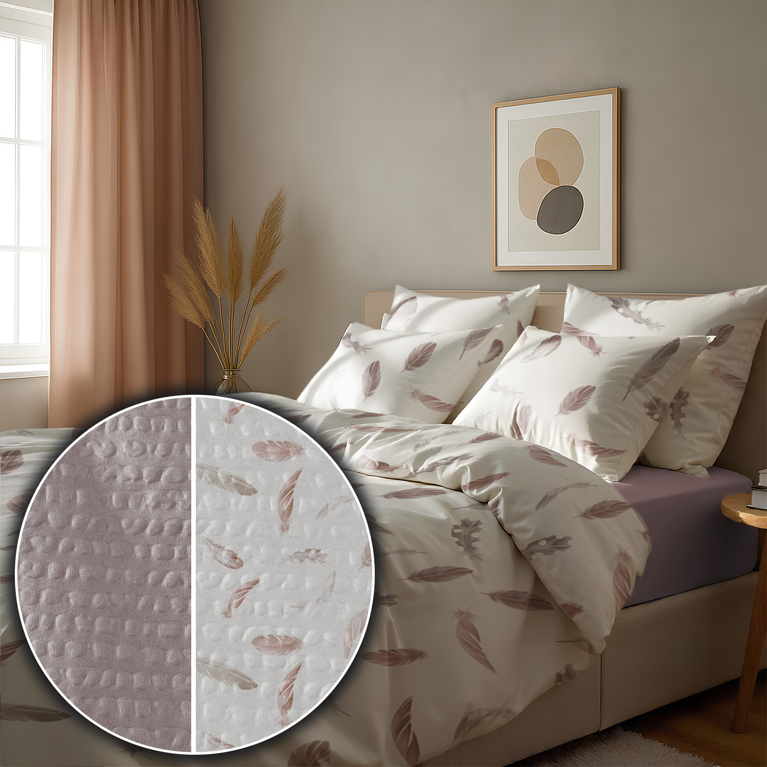 Комплект постельного белья Zastelli Y10536-6/Pale Mauve жатка 200х220 Разноцветный (23023) - Фото 1