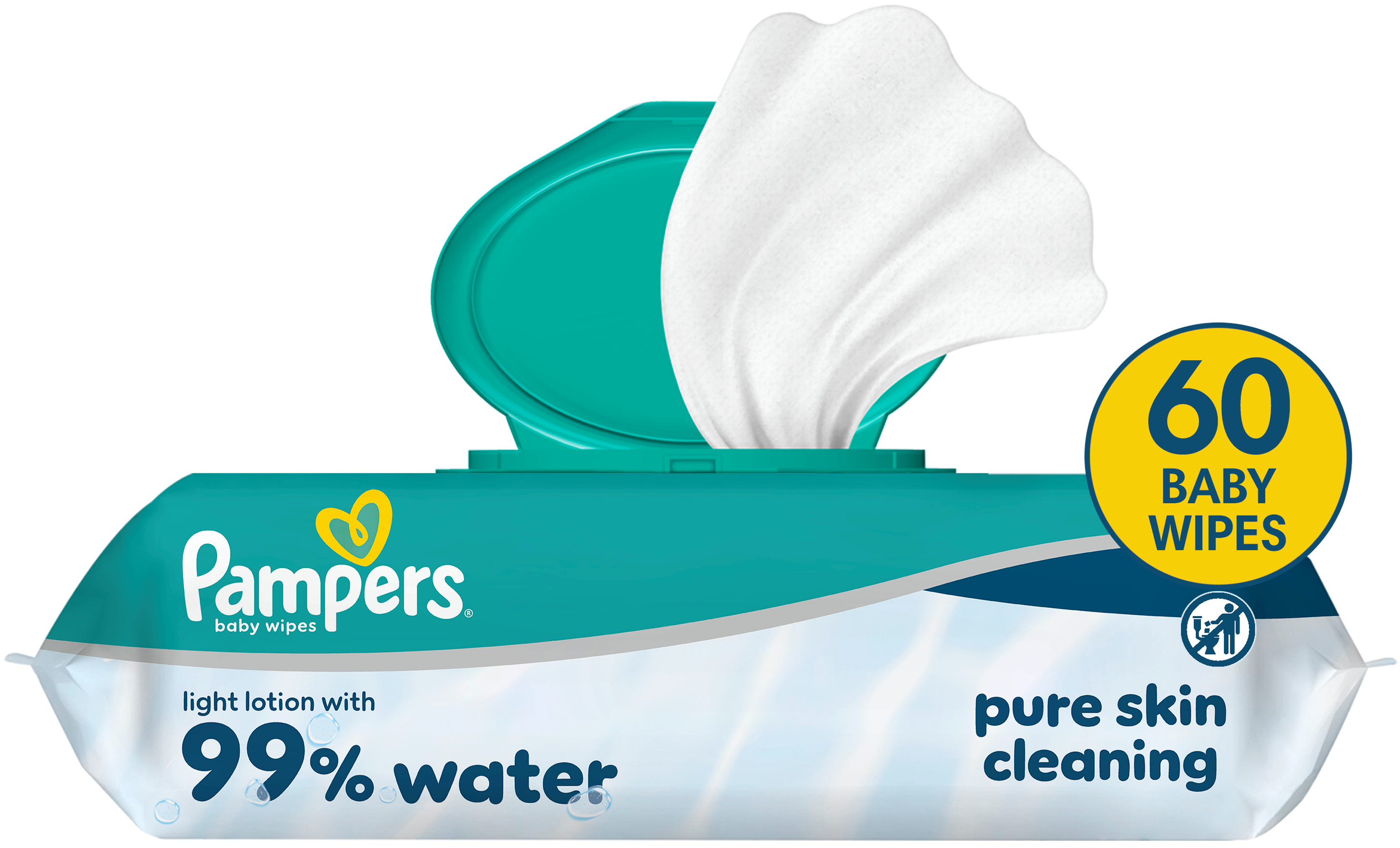 Серветки вологі для дітей Pampers 99% Water, 60 шт (80871795)