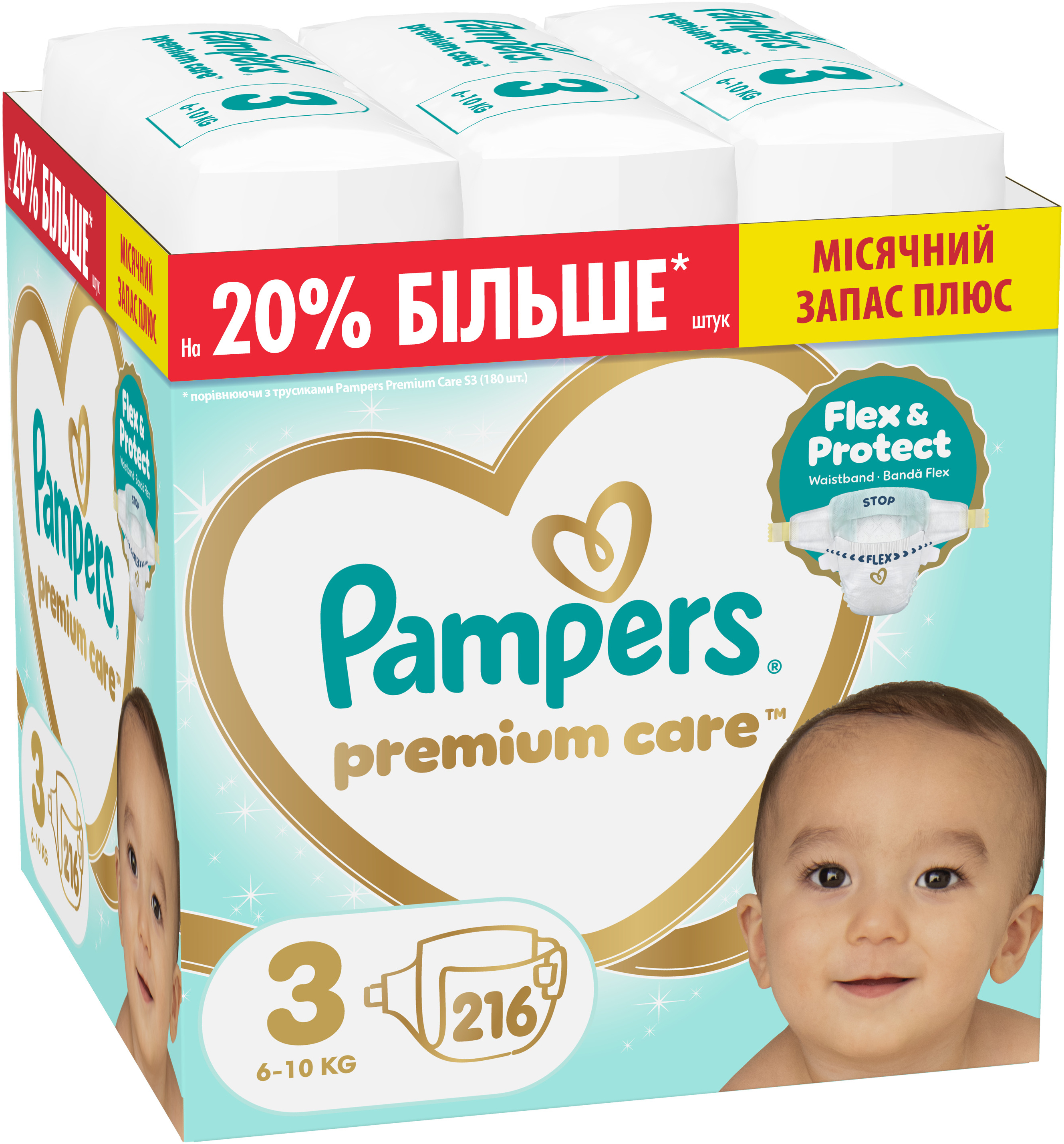 Одноразові підгузки Pampers Premium Care Розмір 3 (6-10 кг) 216 шт (80883542)
