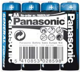Батарейка тип AA Panasonic GENERAL PURPOSE R6 TRAY 4 ZINK-CARBON - Фото 1