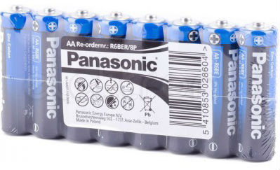 Батарейка тип AA Panasonic GENERAL PURPOSE R6 TRAY 8 ZINK-CARBON - Фото 1