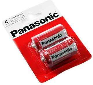 Батарейка тип C (LR-14) Panasonic RED ZINK R14 BLI 2 ZINK-CARBON - Фото 1