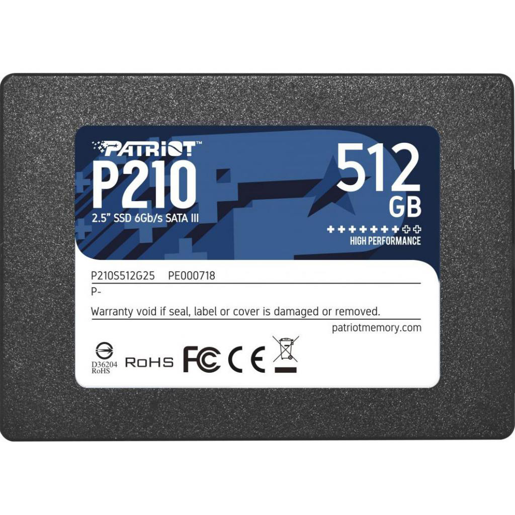 SSD-накопитель внутренний Patriot P210 512GB 2.5" SATAIII TLC (P210S512G25) - Фото 1