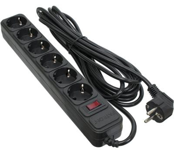 Сетевой фильтр Patron SP-1063 6 розеток 3.0 m Black (EXT-PN-SP-1063) - Фото 1