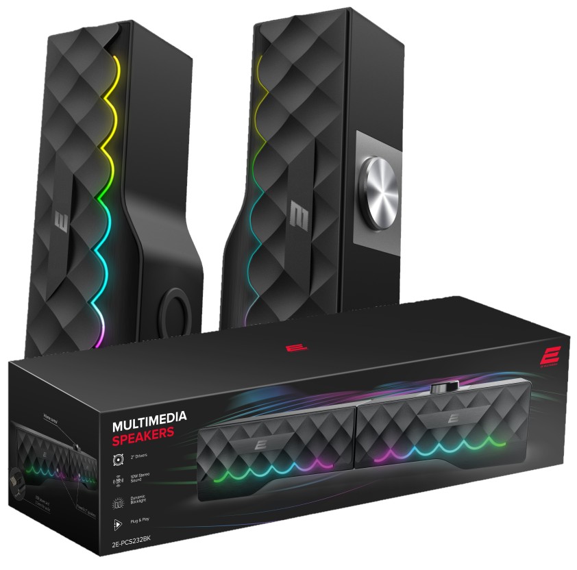 Уцінка - Комп'ютерна акустика компактна 2.0 2E PCS232 USB Black (2E-PCS232BK) - Фото 1