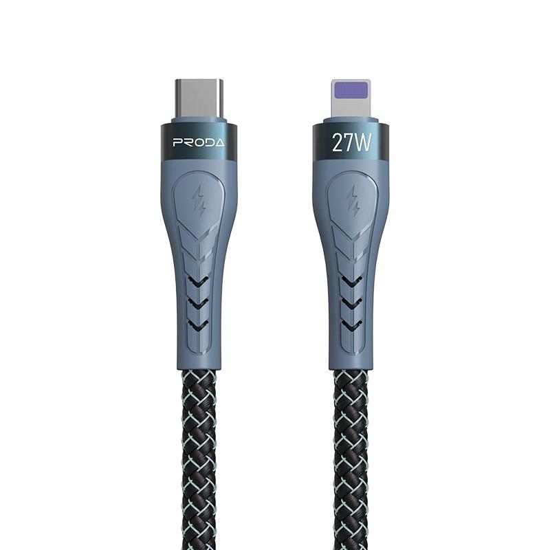 Кабель синхронизации данных Proda PD-B70i Type-C to Lightning Pulsing Fast Charging 1.5 м (PD-B70i-GR) - Фото 1