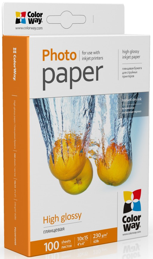 Фотопапір 10х15 Colorway Глянц. 230г/м 10x15 PG230-100 карт.уп. - Фото 1