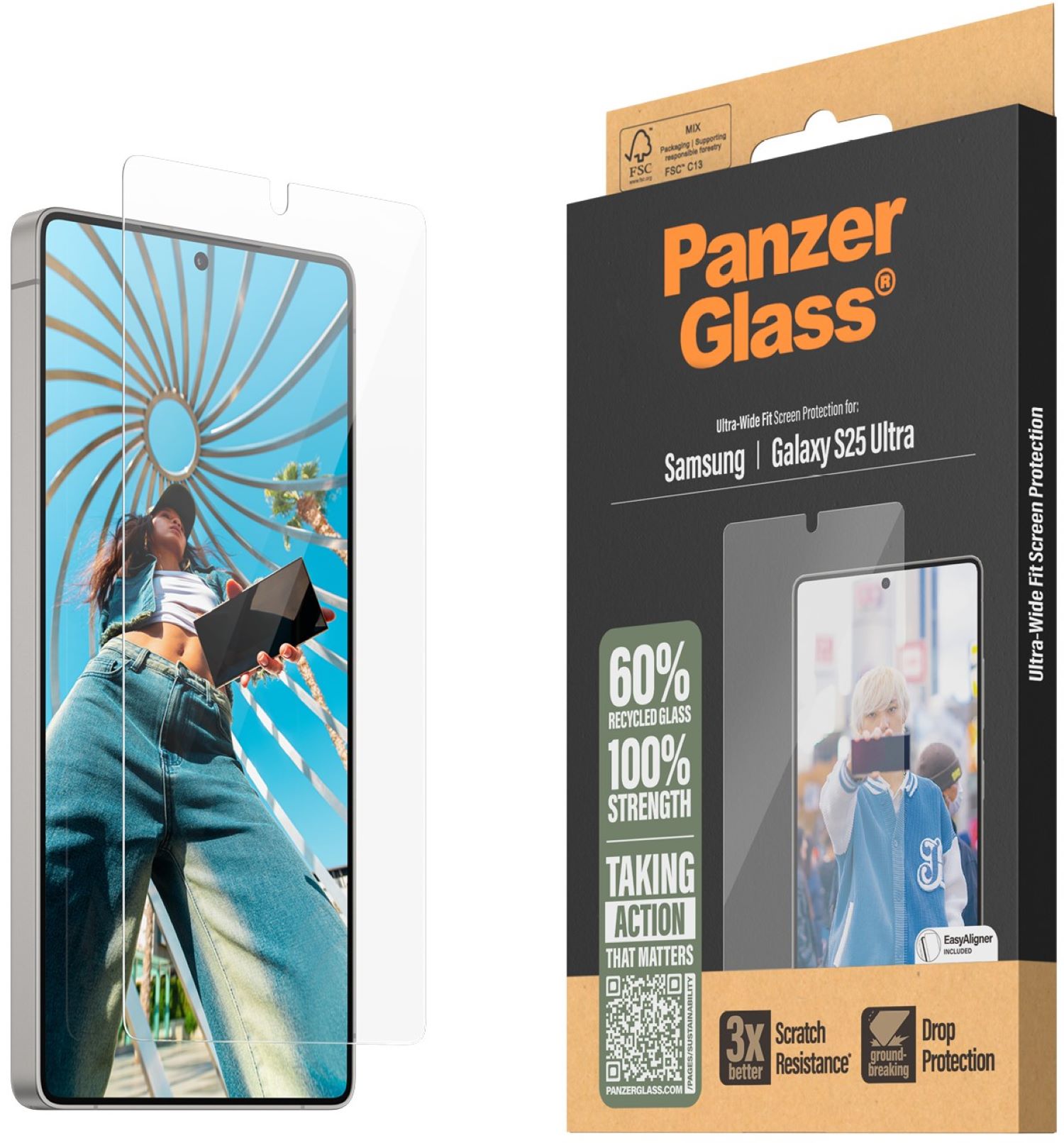 Защитное стекло для смартфона PanzerGlass Samsung Galaxy S25 Ultra | Ultra-Wide Fit (PG_PGRNUWFG38488) - Фото 1