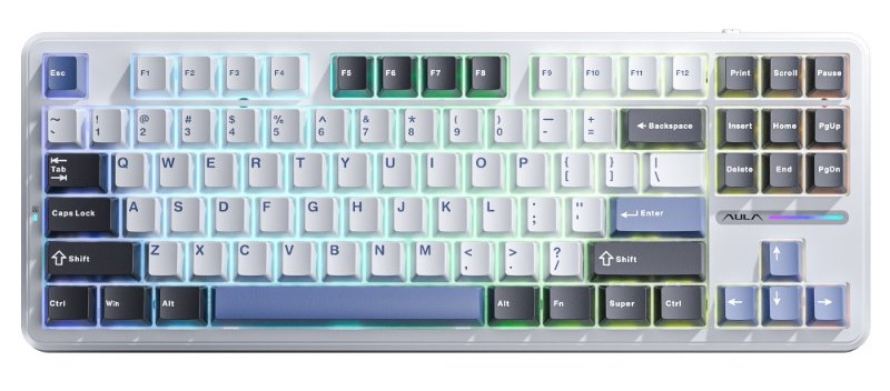 Клавіатура бездротова ігрова Aula F87 Gasket Greywood White (6948391208602) - Фото 1