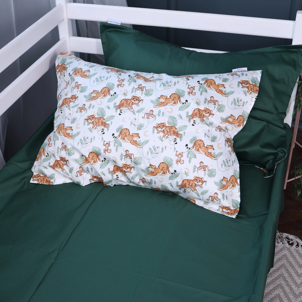 Наволочка детская MirSon Наволочка Сатин Kids Time 22-1420 Little Jungle Friends 70х70 см - Фото 1