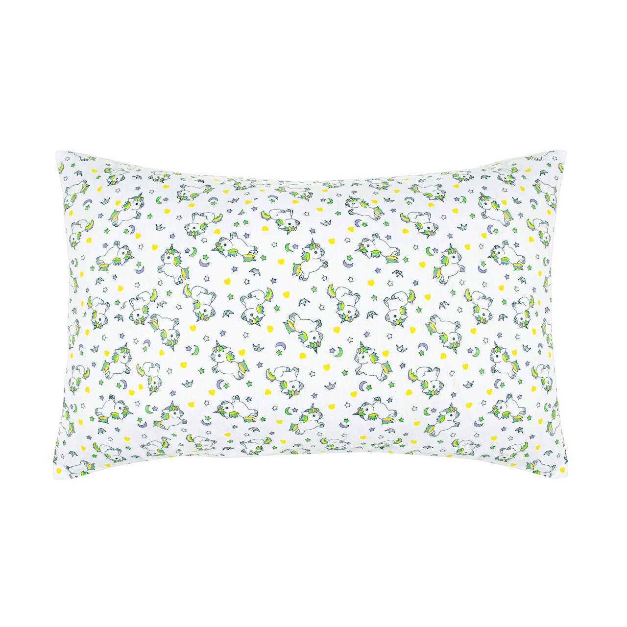 Наволочка Home Line Щ120 ЕДИНОРОГ 40х60 см детская бязь Зеленый (164219) - Фото 1