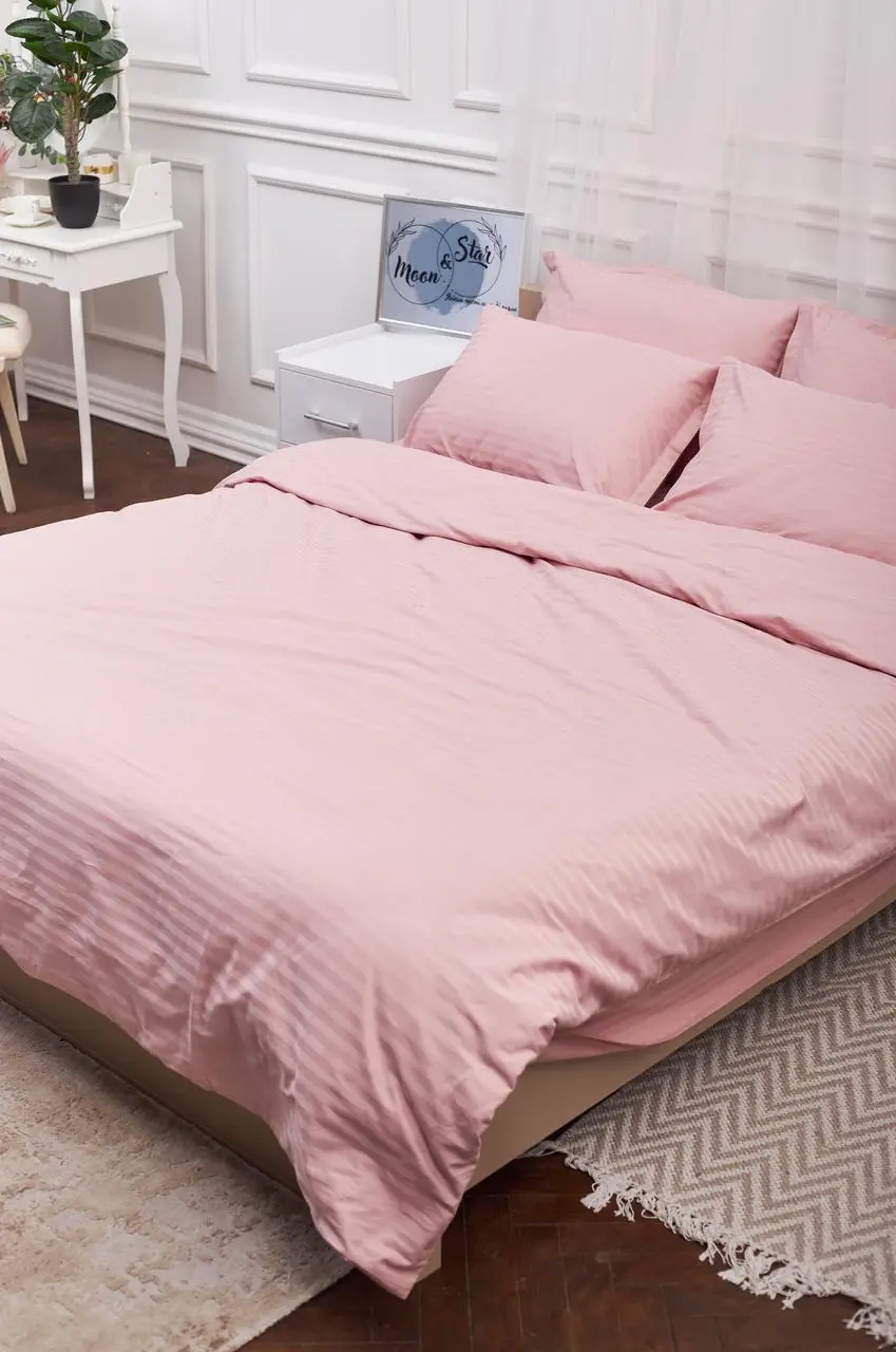 Комплект постільної білизни Moon&Star Satin Stripe Stripe Pink 175х210 (MS-820003611) - Фото 1