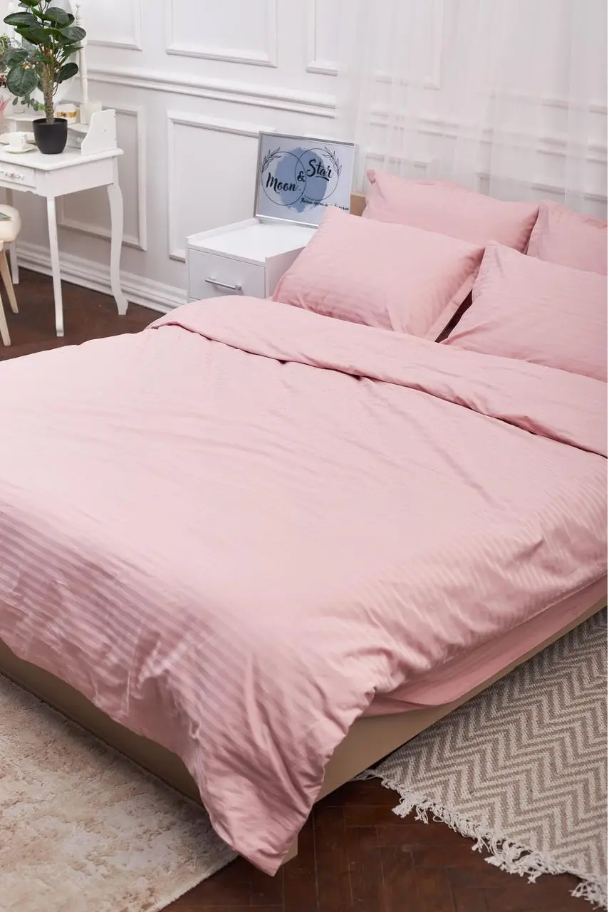 Пододеяльник двуспальный Moon&Star Satin Stripe Stripe Pink 175x210 см (MS-870000457) - Фото 1